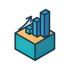 Poster - Isometric 3D Bar Graph Showing Business Growth and Data Analysis Success Upward Trending Chart in Cube