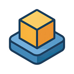 Poster - Isometric 3D Cube Shape on a Platform Icon Graphic Design Element for Website or App