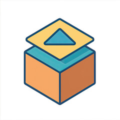 Poster - Abstract 3D Cube with Up Arrow Icon for Data Upload or Level Up Concept
