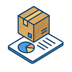 Poster - Isometric Illustration of Package Delivery Tracking Statistics Data Analysis Chart Report