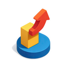 Poster - 3D Render of Upward Trending Graph Showing Growth Success Business Chart Illustration