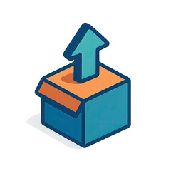 Poster - Upload Icon Design Isometric Box with Up Arrow Graphic for Website and App Development