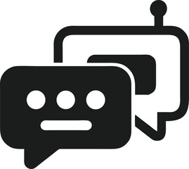 Poster - Black silhouette chatbot conversation window icon representing ai assistant communication