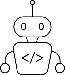 Aufkleber - Black silhouette illustration of a modern robot with coding symbols and artificial intelligence
