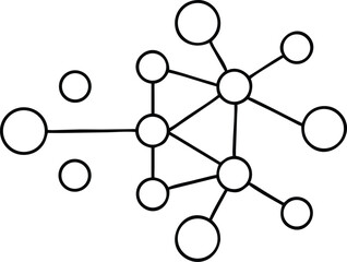 Aufkleber - Black silhouette vector design of neural network nodes with connection icons