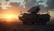© abangaboy - Military Vehicle at Sunset in the Desert