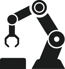 Poster - Industrial robotic arm icon in silhouette illustrating automated manufacturing processes.