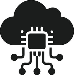 Poster - Microchip and cloud silhouette vector design illustrating technology and connectivity