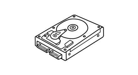Leinwandbilder - Illustration of Computer Hard Drive with Line Art