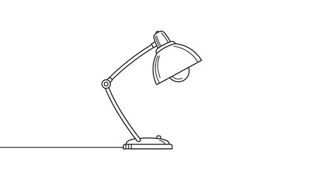 Leinwandbilder - Desk Lamp Line Art on White Background Interior Lighting