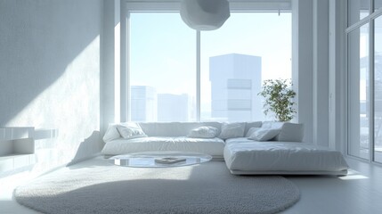 Poster - Generative AI of modern living room interior with sofa