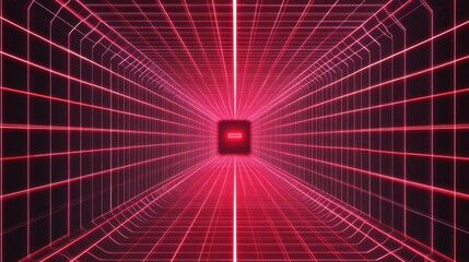 Poster - generative ai illustration of abstract background of endless futuristic tunnel with geometric design