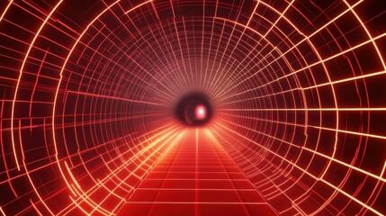 Poster - generative ai illustration of abstract background of endless futuristic tunnel with geometric design