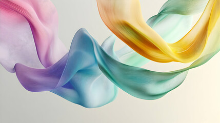 Poster - Serene cascade of flowing pastel hues in ethereal abstraction, light and soft