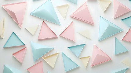 Poster - Abstract Geometric Pattern with Pastel Color Triangles in Elegant Arrangement
