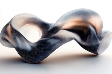 Poster - Abstract sculpture crafted from flowing lines demonstrating modern design concepts in a minimalist setting