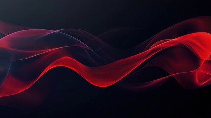 Aufkleber - Abstract flowing red smoke or textile waves with smooth curves and dynamic movement against dark background creating a modern artistic visual
