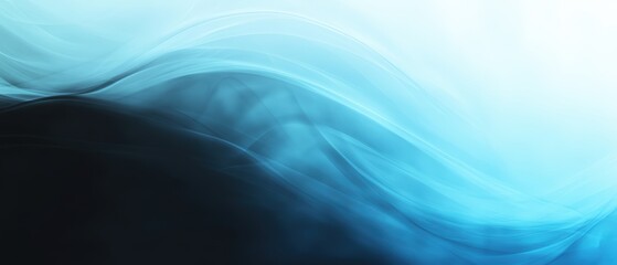Aufkleber - Abstract flowing blue and black wave design with smooth curves and gradient shades creating a modern artistic background for digital or print projects
