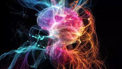 Poster - Exploring human brain connectivity with vibrant visual representation of neural pathways, human brain connectivity
