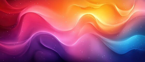 Aufkleber - Vibrant abstract background featu flowing colorful waves with smooth gradients in pink purple orange yellow and blue hues for creative design projects