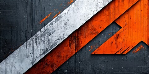 Aufkleber - Black and white striped background with orange and white lines. The background has a grungy and edgy feel to it, with the orange and white lines creating a sense of movement