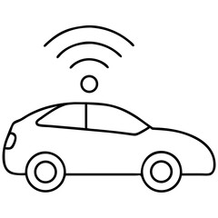Aufkleber - Transparent silhouette design depicting a futuristic self driving car with ai technology