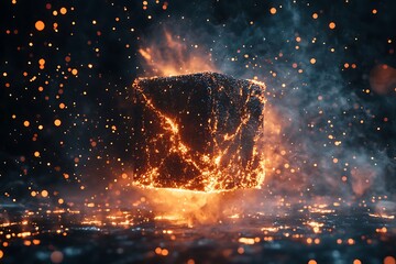 Leinwandbilder - Glowing cubes on a black background. 3d render illustration.