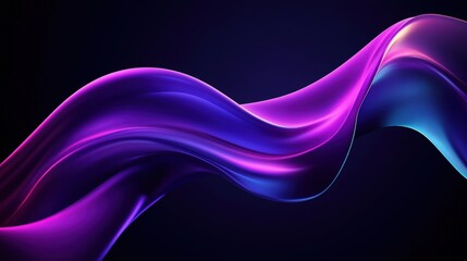 Aufkleber - Abstract flowing colorful wave with smooth curves in vibrant purple blue shades on dark background digital art design for technology and creativity