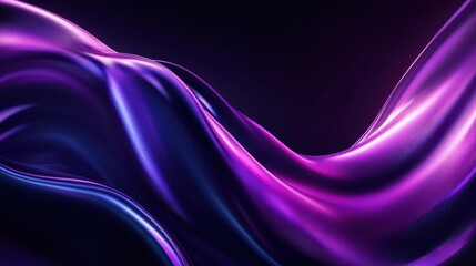 Aufkleber - Abstract flowing fabric with smooth silky waves in vibrant purple and blue colors creating a dynamic and modern artistic background with glowing highlights