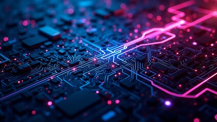 Aufkleber - Abstract close-up of futuristic computer circuit board	
