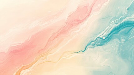 Aufkleber - Abstract Marbled Background with soft pastel colors featu pink peach cream light blue and gentle fluid swirl patterns for art design or decor