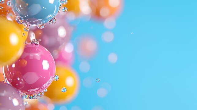 Colorful Spheres on a Bright Blue Background