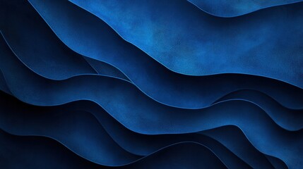 Aufkleber - Abstract layered blue paper background with smooth curves and deep textures creating a visually appealing modern design element perfect for creative projects