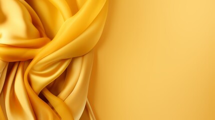 Aufkleber - Yellow fabric with a gold border. The fabric is draped over a table. The fabric is very soft and looks like it is made of silk