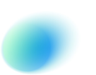 Poster - Abstract blurred blue gradient shape. Round liquid element with soft gradation. Neon spot with aura. Pastel geometric iridescent design