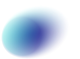 Poster - Abstract blurred gradient shape. Round blue liquid element with soft gradation. Neon spot with aura. Pastel geometric iridescent design