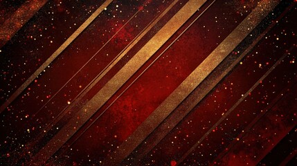 Aufkleber - Elegant abstract background featu dynamic golden and bronze curved lines on a deep red starry space backdrop perfect for technology and luxury themes