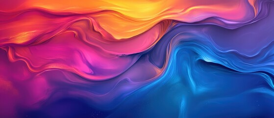 Aufkleber - Vibrant abstract background with flowing colorful fluid shapes in pink purple orange and blue hues perfect for creative digital design and artistic projects