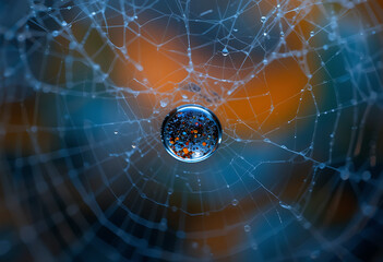 spider web with dew drops