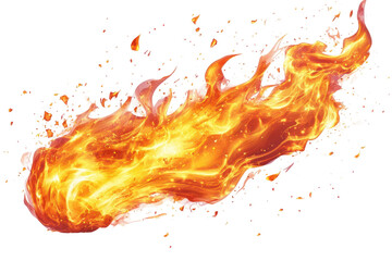 Leinwandbilder - Flame of smooth orange and red fire with sparks and debris flying through the air during a bright summer day