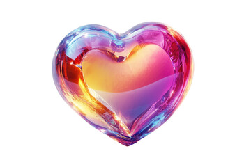 Poster - Colorful transparent heart shape with a gradient of warm shades, ideal for romantic themes and creative designs