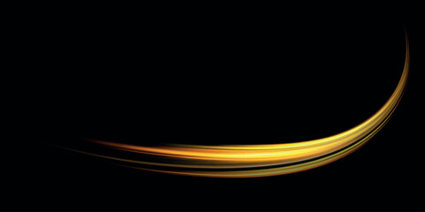 Poster - Golden glowing shiny spiral lines effect. Curved yellow line light. Vector illustration of a burning falling fireball meteor. 