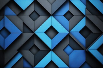 Poster - Blue textured geometric wall design featuring a mix of diamond and square shapes in a modern interior setting