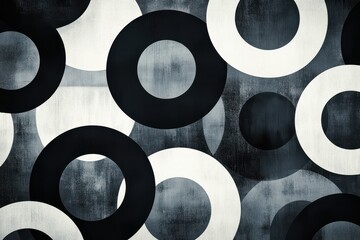 Poster - Black and white patterned circles create a striking visual display on the wall, emphasizing modern design in an artistic setting