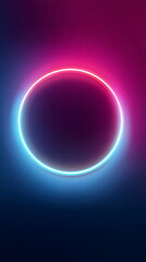 Poster - abstract bright neon light ring on futuristic purple and blue gradient background template for websi