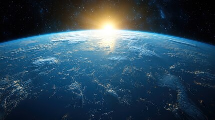 Wall Mural - Celestial view of earth from space, a sunrise.