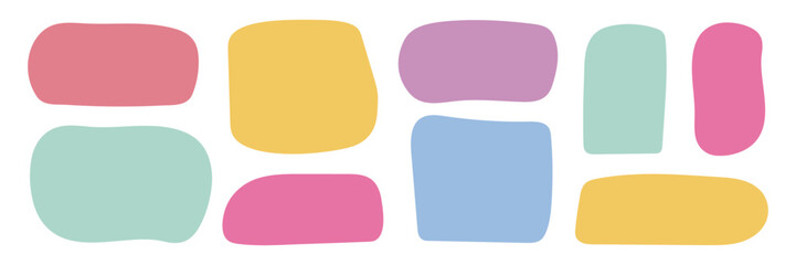 Poster - Playful pastel text box collection. Hand Drawn irregular rectangular shapes for label, planners, digital scrapbooking, crafts, text highlight, message quote frame