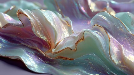 Poster - Melted mother-of-pearl texture with soft light, perfect for elegant design and artistic projects.