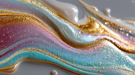 Poster - A vibrant pearlescent oil spill pattern with a silky chrome luster, perfect for artistic and design applications.