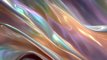 Poster - A luminous image of a blush rainbow distortion on metallic pearl foil.
